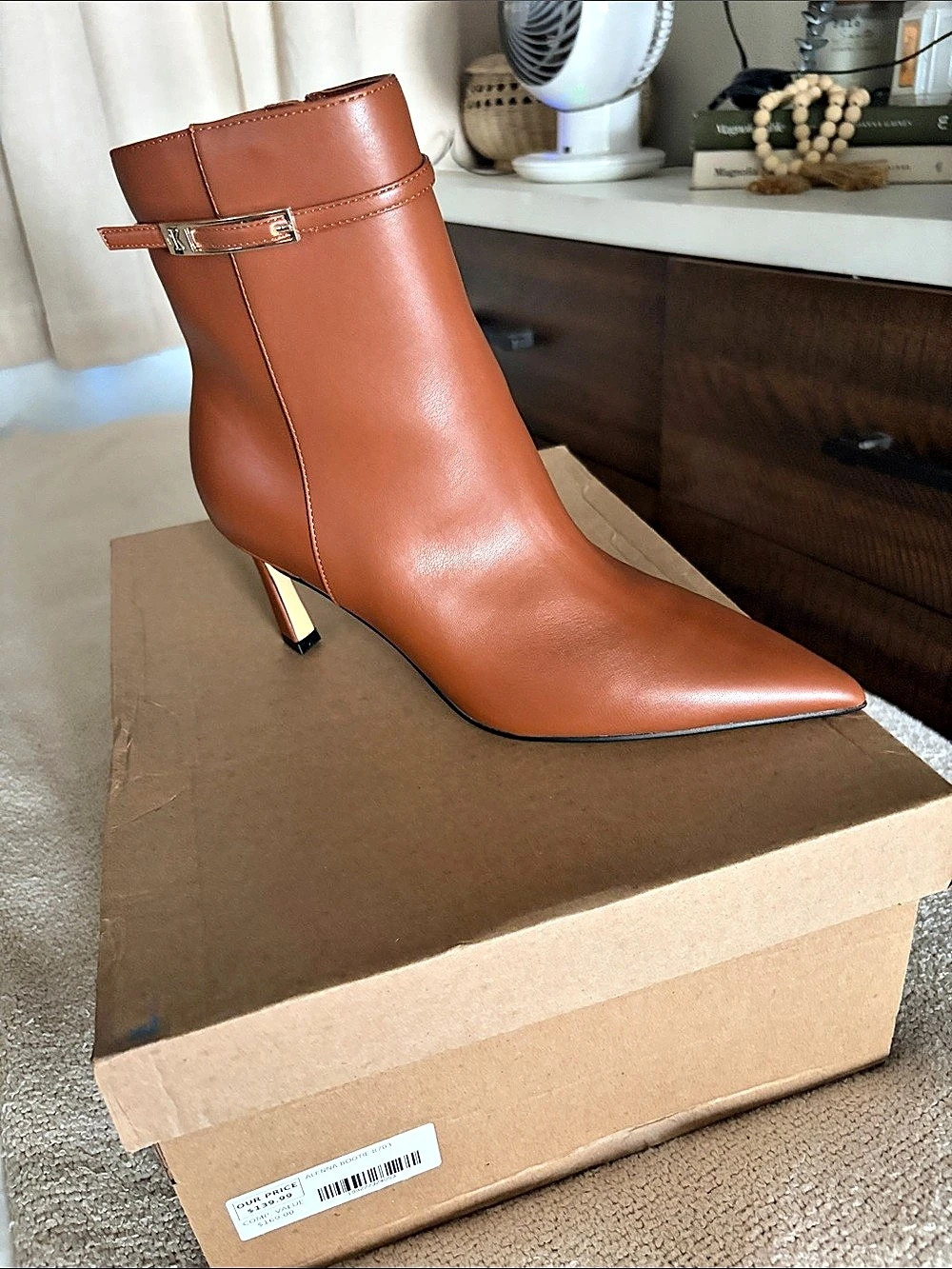 Calvin Klein Alenna Pointed Toe Bootie Brown US 9M